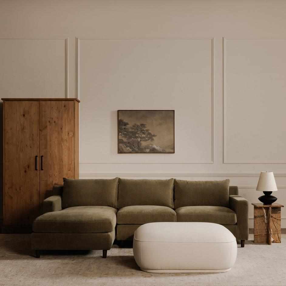 Marion Square Ottoman White by Moes Home