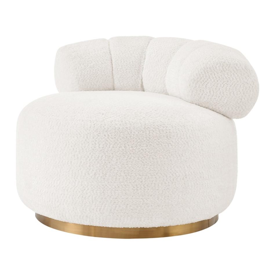 Marcy Fabric w/ Gold Base Swivel Accent Chair, Belmont Ivory by New Pacific Direct