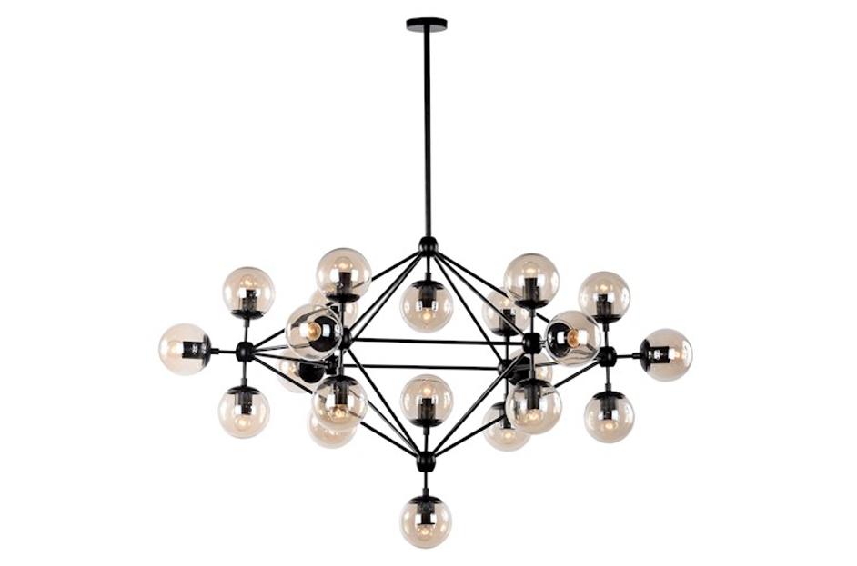 Hodge Pendant Lamp In Black /Cognac Glass by GALLA HOME