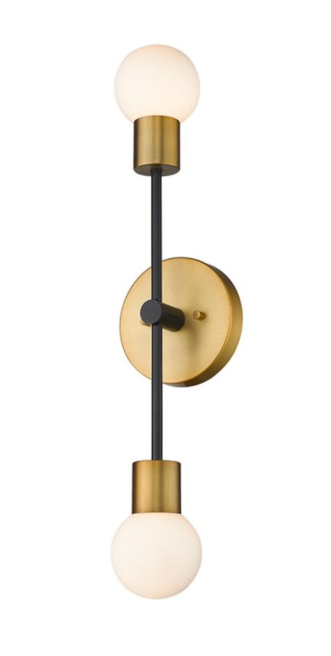 Neutra 2 Light Wall Sconce in Matte Black + Foundry Brass Finish by Z-Lite