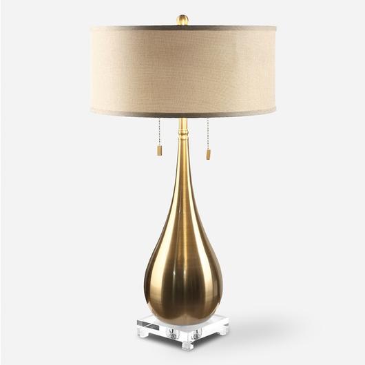 Lagrima Brushed Brass Lamp by Uttermost