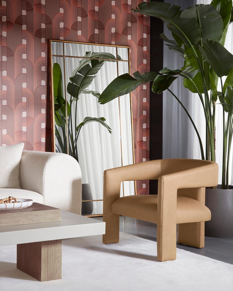 COBOURG LOUNGE CHAIR - LUDLOW SESAME LEATHER by Sunpan