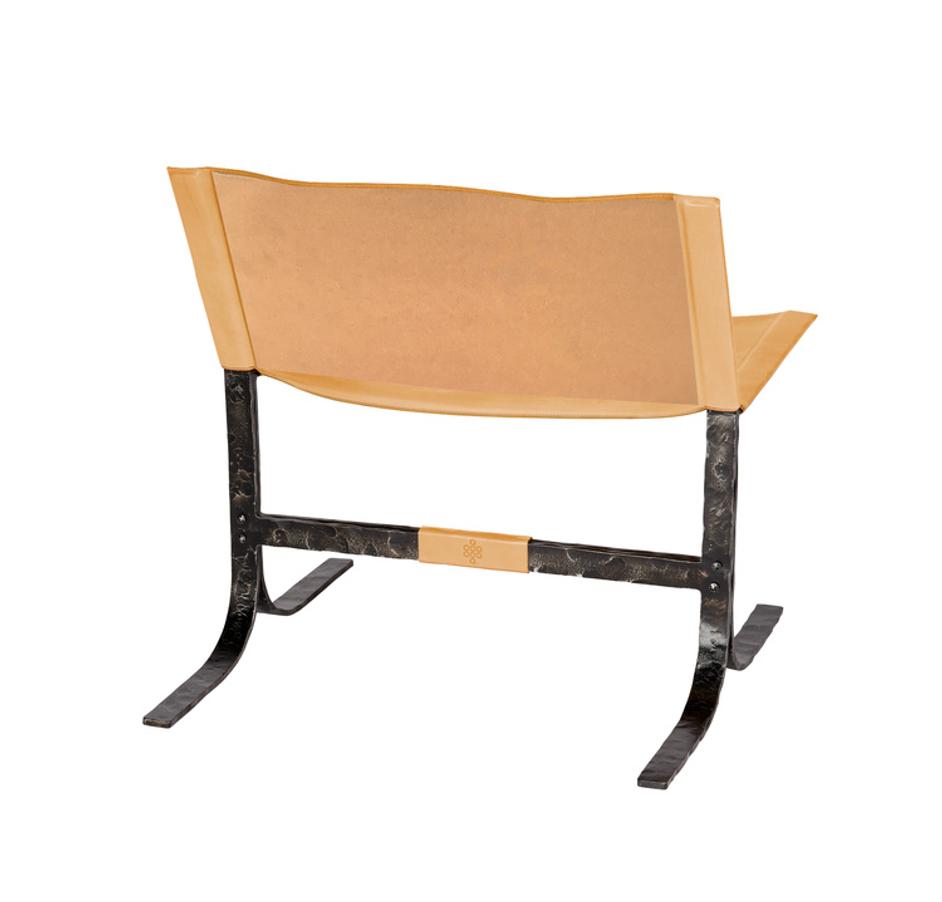  Alessa Leather Sling Chair, Cashew by Jamie Young
