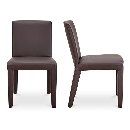 Monte Dining Chair Dark Brown Vegan Leather - Set Of Two by Moes Home