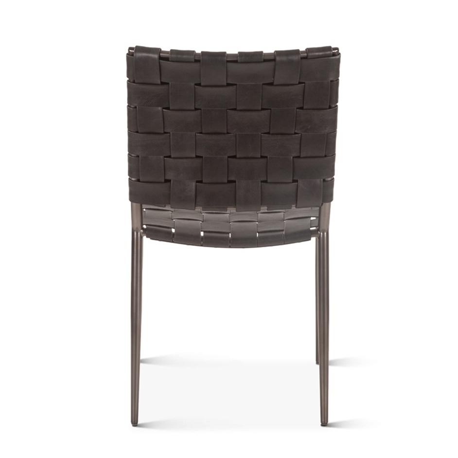 Copenhagen 18" Buffalo Leather and Iron Dining Chair, Black by Home Trends & Design