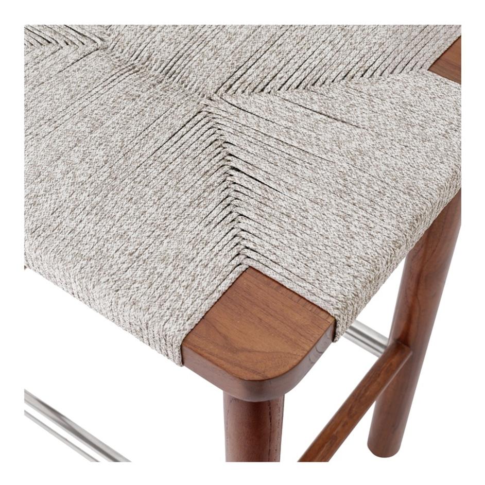 Elio Wood Counter Stool w/ Rope, Cinnamon Brown/Sand Lace by New Pacific Direct