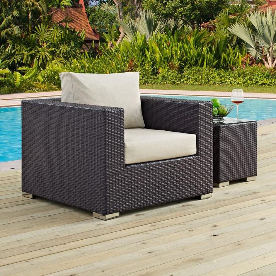 Minerva Outdoor Patio Armchair In Espresso Beige by Modway Furniture