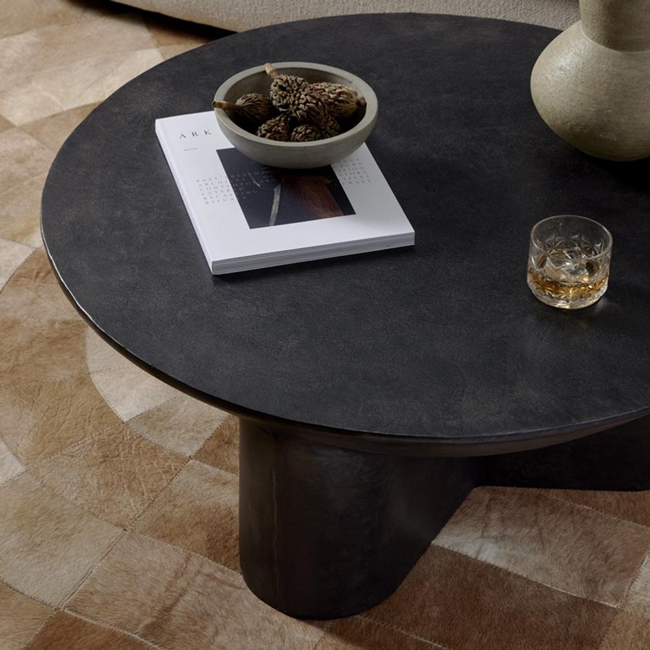 Sante 36" Coffee Table In Raw Black by FOUR HANDS