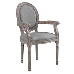 Lida Vintage French Upholstered Fabric Dining Armchair In Light Gray by Modway Furniture