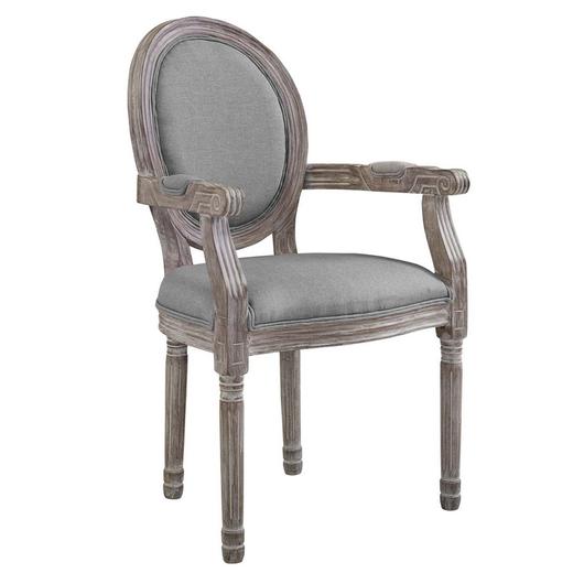 Lida Vintage French Upholstered Fabric Dining Armchair In Light Gray by Modway Furniture