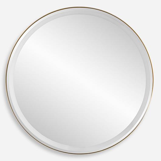 Crofton Lighted Brass Round Mirror by Uttermost
