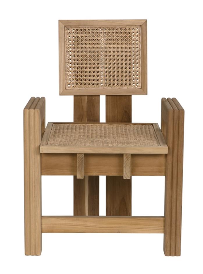 Fatima Teak and Caning Chair with Clear Coat Flat Finish by Noir Furniture