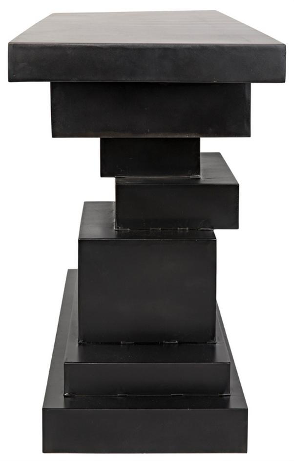 Platoon Industrial Steel Console in Matte Black by Noir Furniture