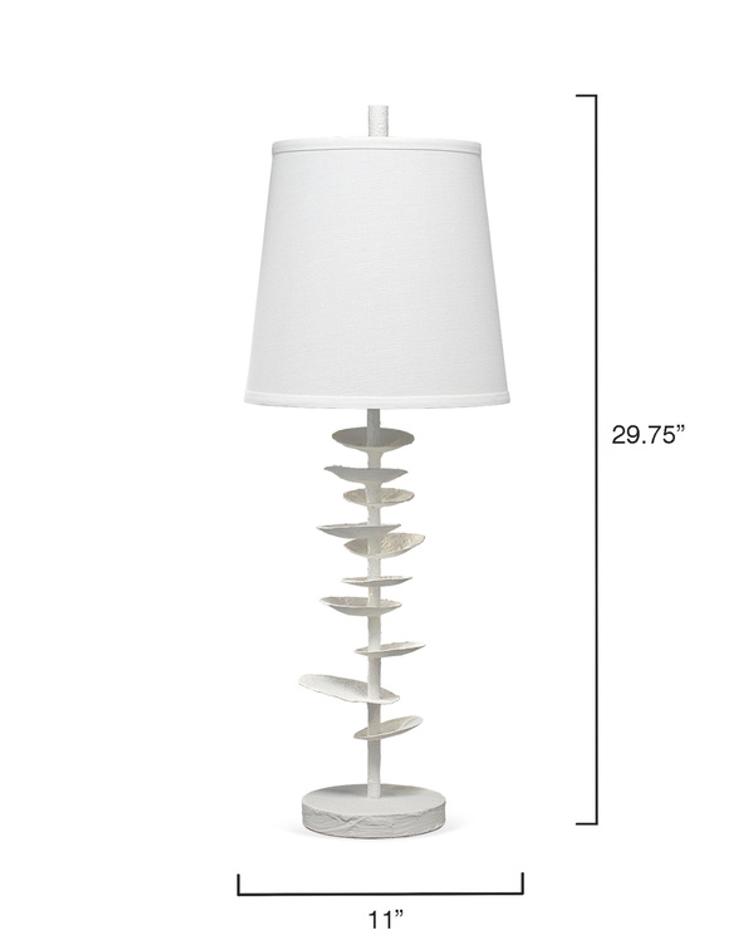 Petals Gesso Table Lamp with Linen Shade by Jamie Young