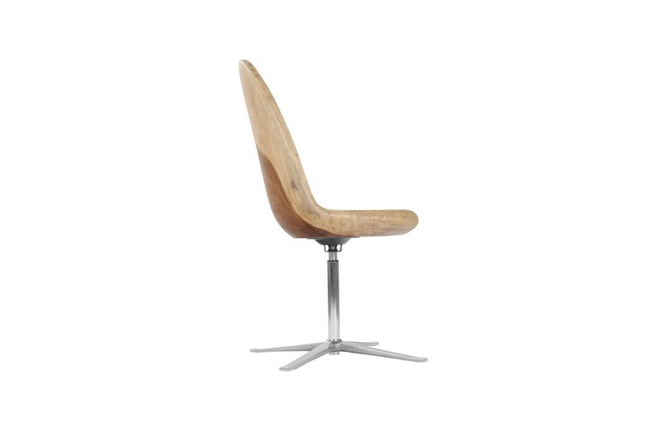 Smalloothed Swivel Chair, Chamcha Wood, Stainless Steel Base by PHILLIPS COLLECTION