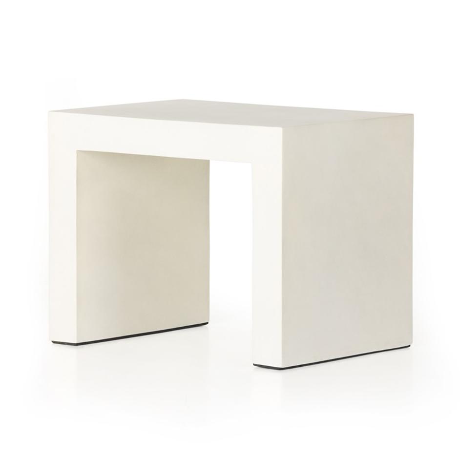 Parish Outdoor End Table In White Concrete by FOUR HANDS