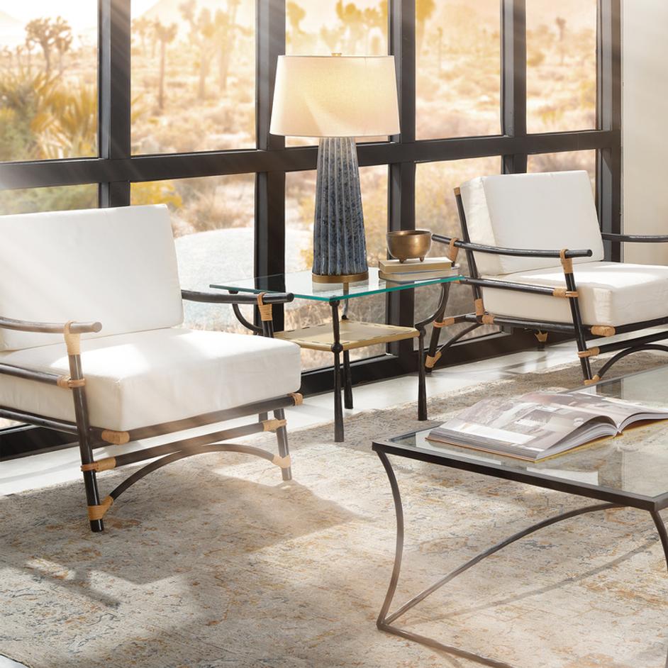  Pleated Ceramic Table Lamp with Linen Shade, Blue by Jamie Young