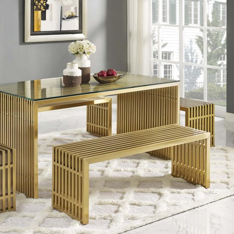 Randolph Medium Stainless Steel Bench In Gold by Modway Furniture