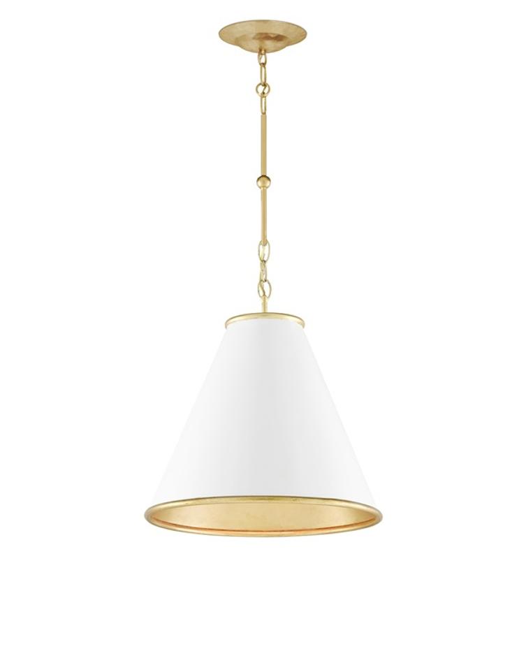 Pierrepont White Small Pendant In White & Gold by Currey & Company