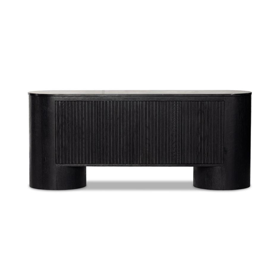 Giovani Media Console In Black Marble by FOUR HANDS