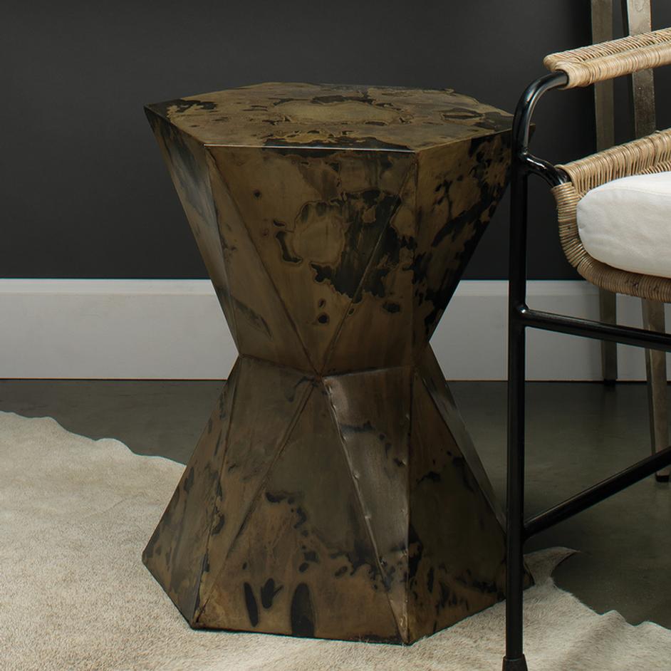 Crown Side Table, Acid Wash Metal by Jamie Young