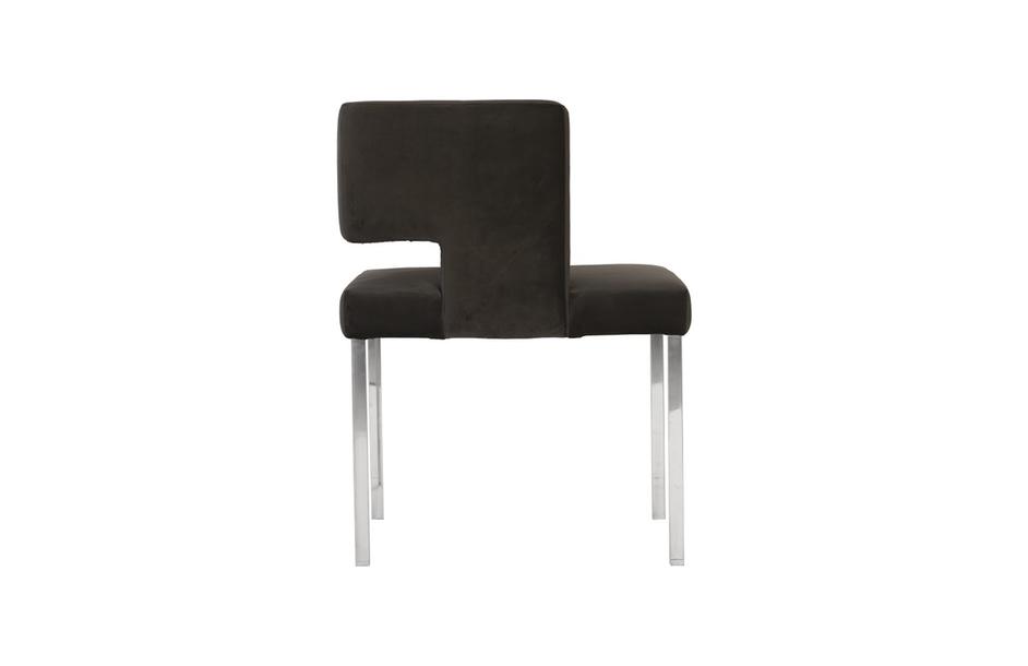 Raffia Dining Chair, Black Velvet, Stainless Steel Legs by PHILLIPS COLLECTION