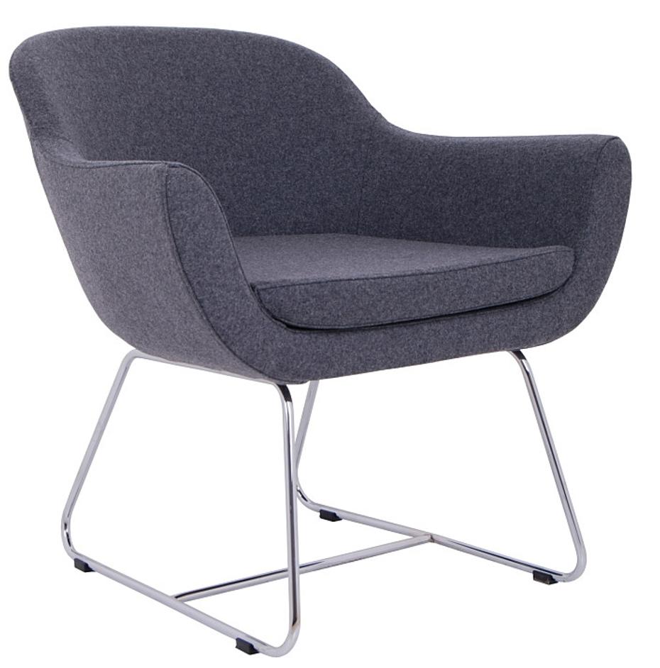 chelsea lounge wire base in charcoal wool by Nuans Design
