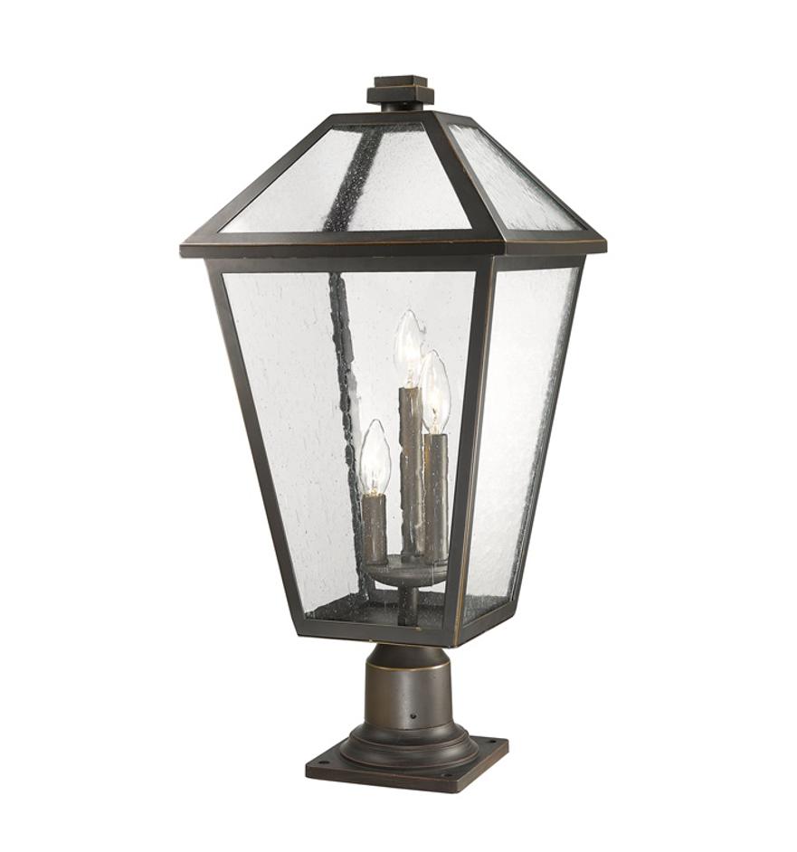 Talbot 3 Light Outdoor Pier Mounted Fixture in Rubbed Bronze Finish by Z-Lite