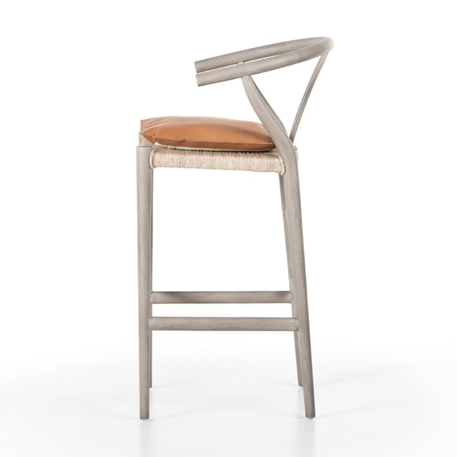 Muestra Stool W Cushion In Wht Grey In Bar by FOUR HANDS