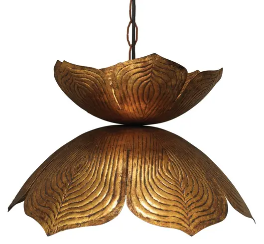 Flowering Lotus 1-Light Iron Pendant, Antique Gold, Large by Jamie Young