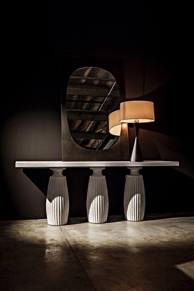 Evelyn Console in White Wash Mahogany and Veneer by Noir Furniture