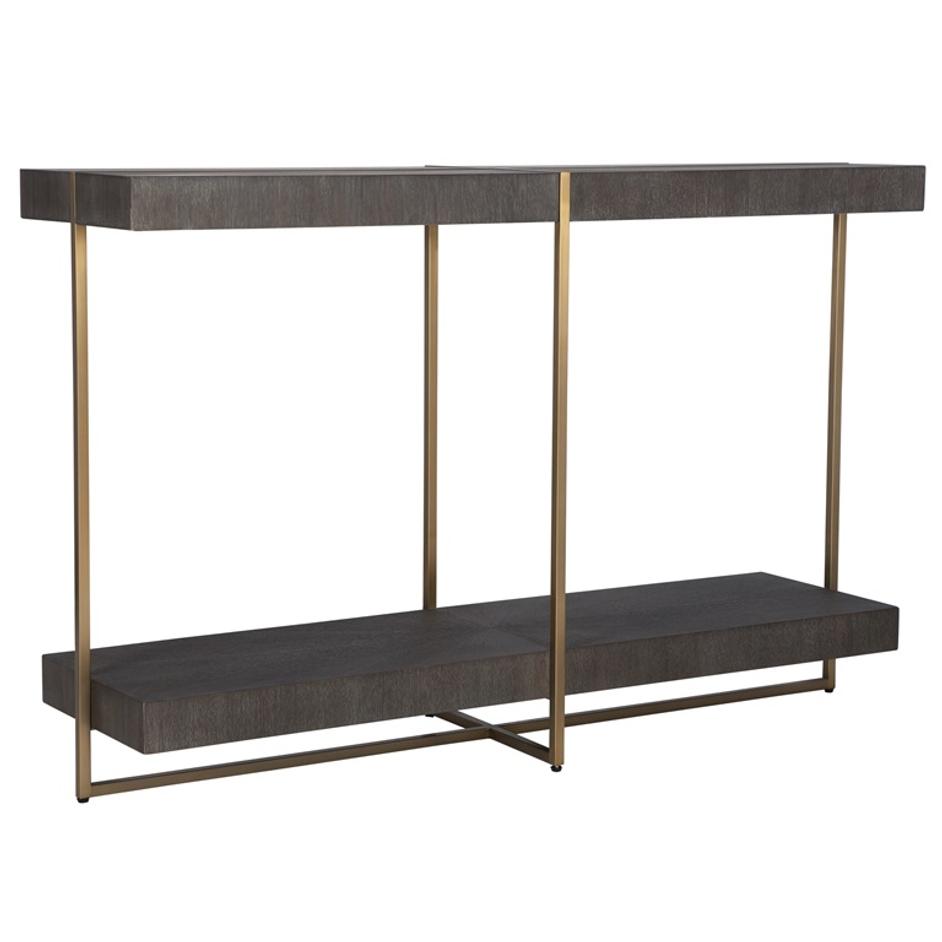 Taja Modern Brass / Wood Console Table by Uttermost