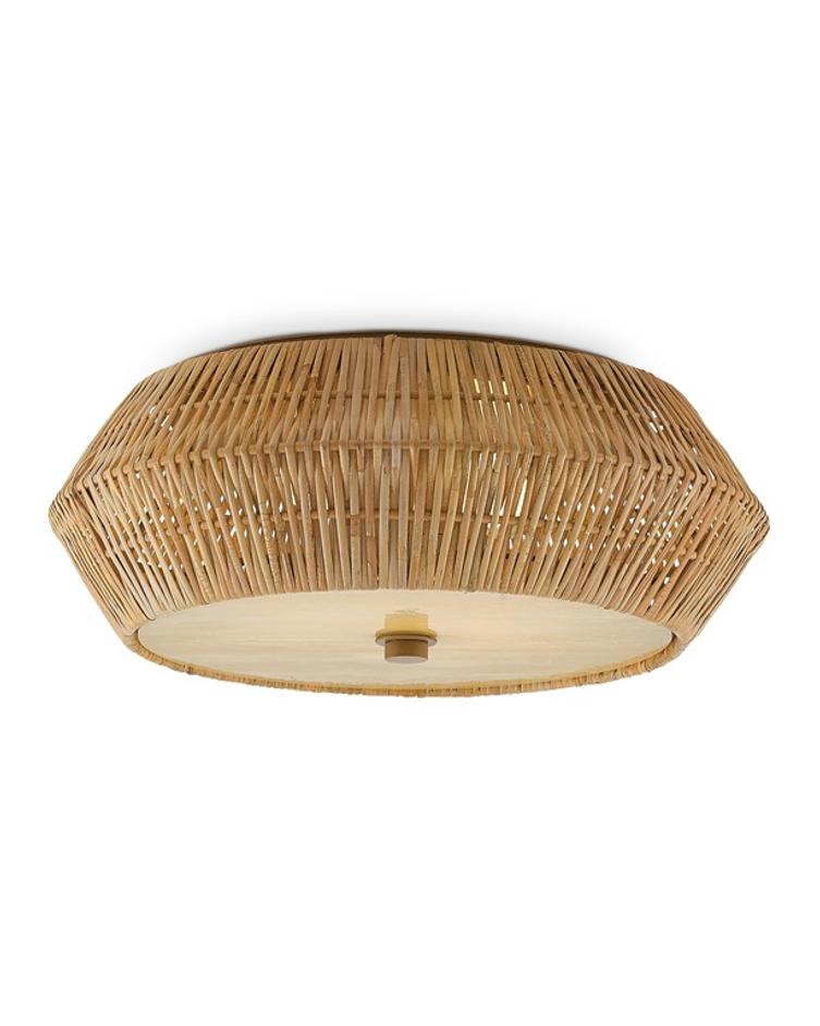 Antibes Flush Mount In Natural & Honey Beige by Currey & Company