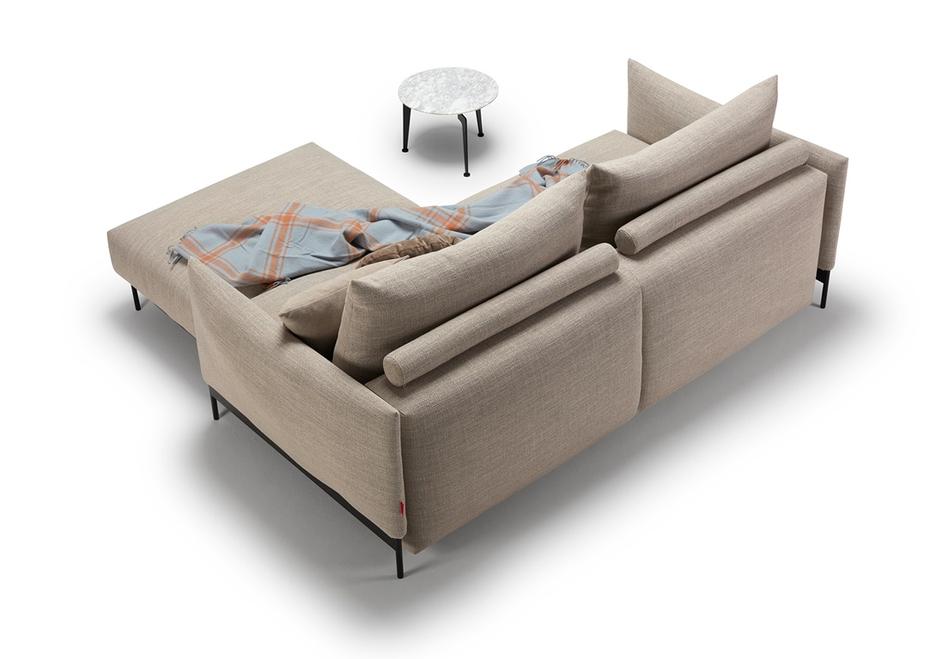 MALLOY SOFABED in KENYA GRAVEL FABRIC WITH Black Metal LEGS 579 by INNOVATION USA