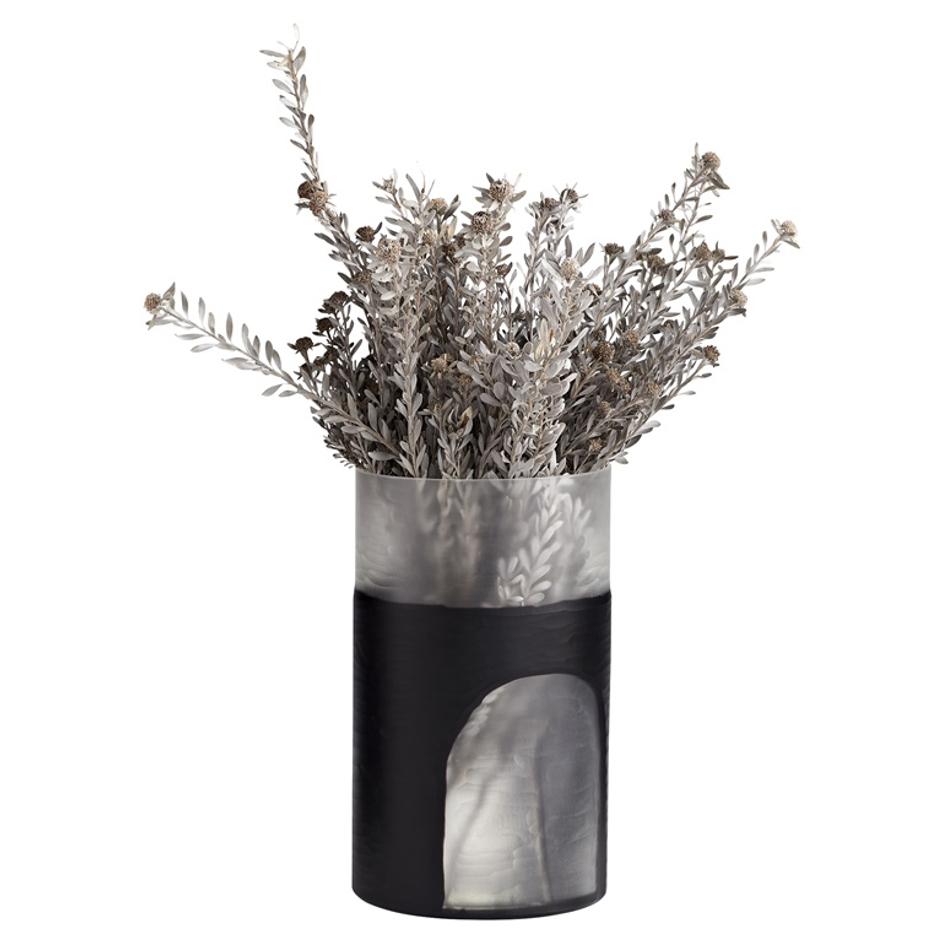 Large Ominous Frost Vase in Clear and Black by Cyan Design