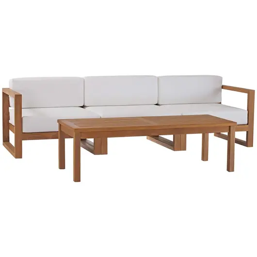 Sunbury Outdoor Patio Teak Wood 4-Piece Furniture Set In Natural White by Modway Furniture