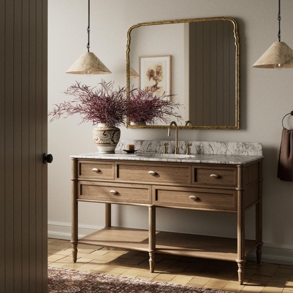 Toulouse Single Wide Vanity - Washed Blonde Oak Veneer by Four Hands