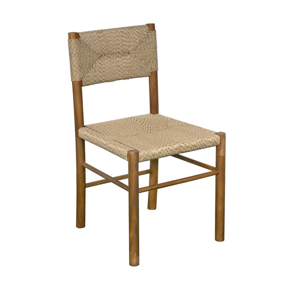 Franco Teak Side Chair with Synthetic Seagrass Weave and Clear Coat Finish by Noir Furniture
