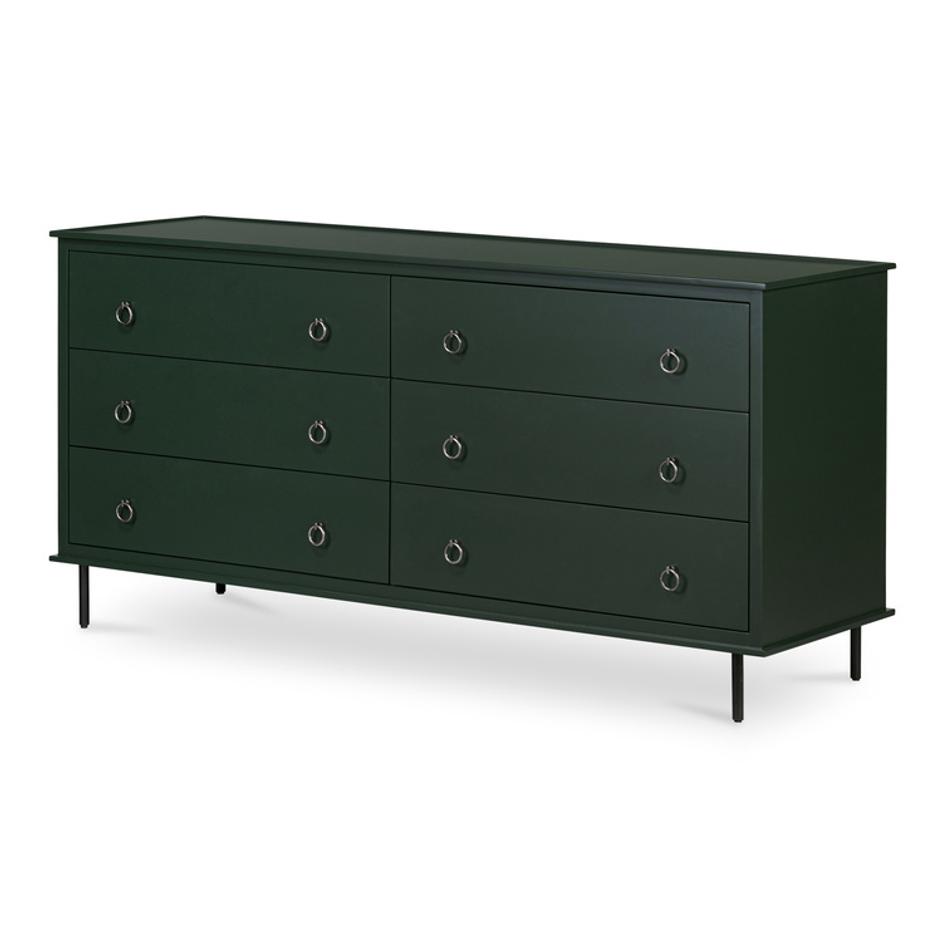 Reagan 6 Drawer Dresser Deep Green by Moes Home