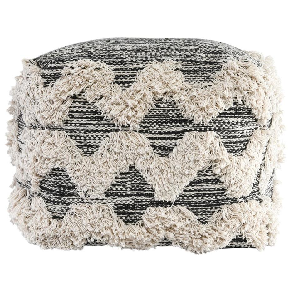 Maeve Black/Ivory Pouf by Classic Home