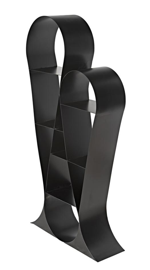 Zaha Industrial Steel Bookcase in Matte Black by Noir Furniture