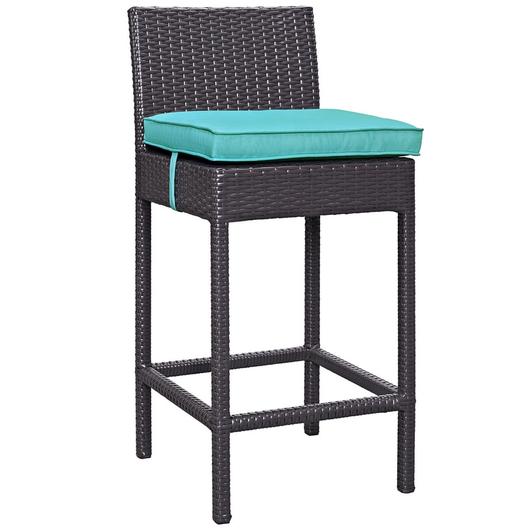 Minerva Outdoor Patio Fabric Bar Stool In Espresso Turquoise by Modway Furniture