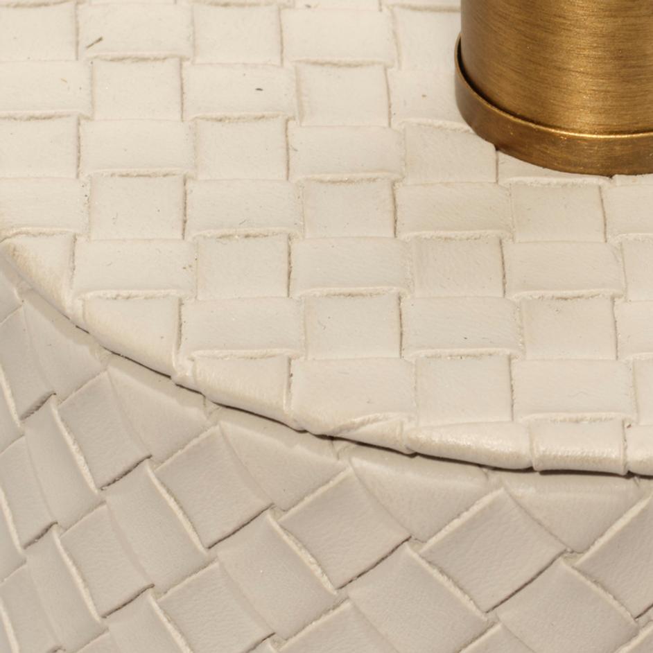 Roman Leather Table Lamp with Linen Shade, Grey by Jamie Young