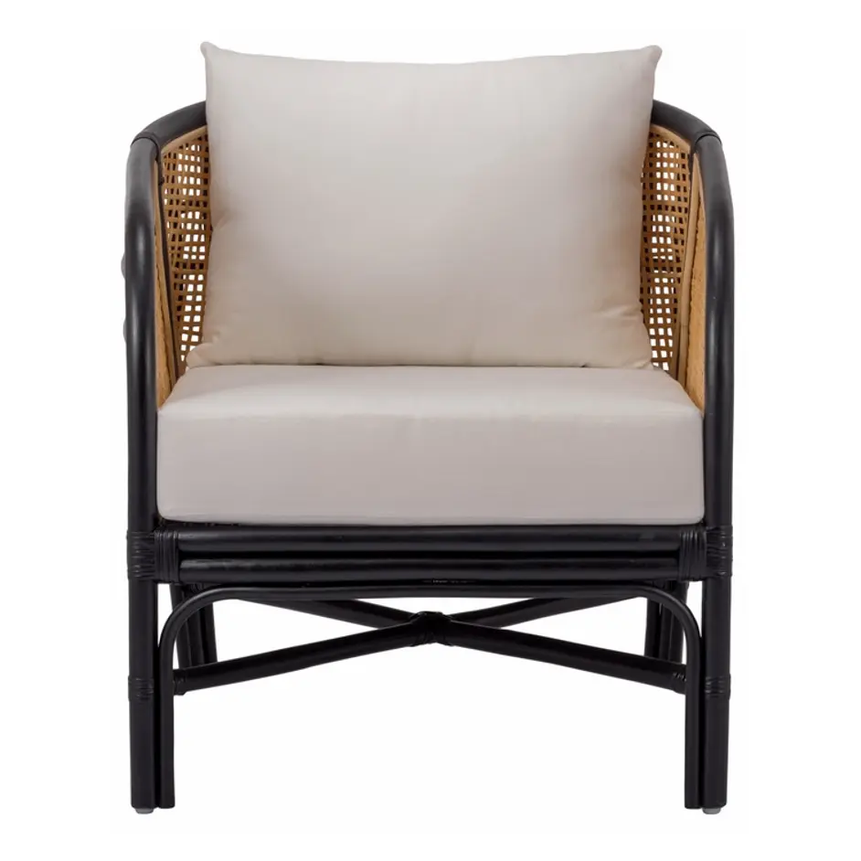 Ferrara Rattan Accent Arm Chair In Black/ Natural by New Pacific Direct