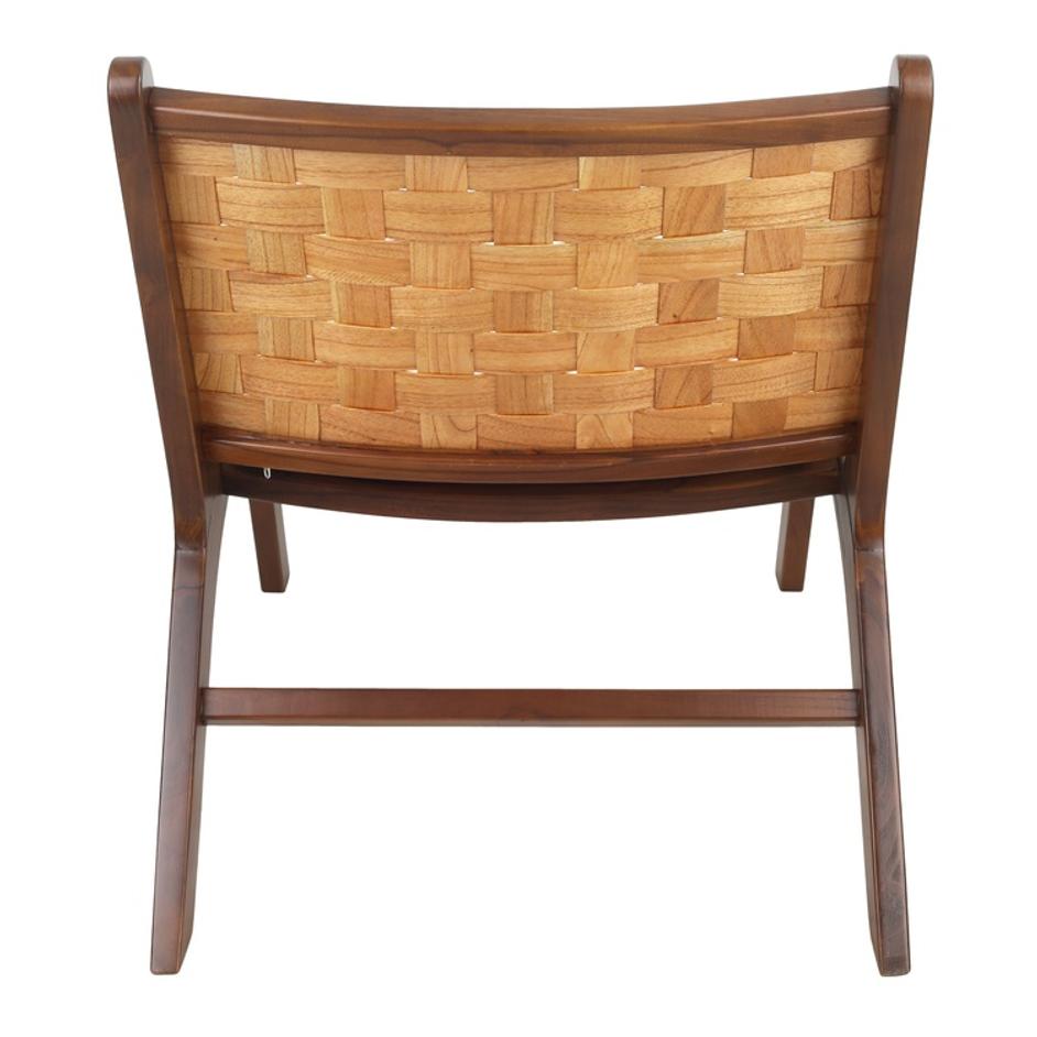 Loria Teak Accent Chair w/ PU Cushion, Cinnamon Brown by New Pacific Direct