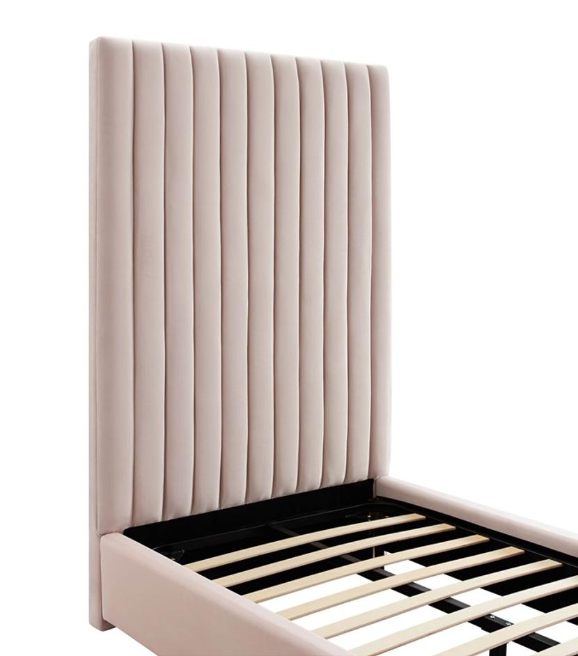 Arabelle Blush Velvet Bed in Twin by tov furniture