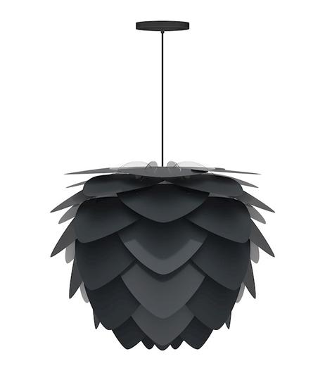 Aluvia Medium Hardwired Pendant in Anthracite with Black Cord by UMAGE