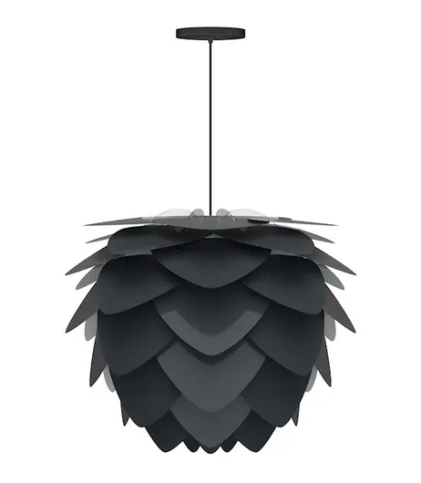 Aluvia Medium Hardwired Pendant in Anthracite with Black Cord by UMAGE