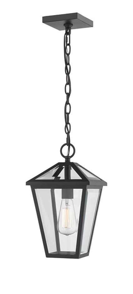 Talbot 1 Light Outdoor Chain Mount Ceiling Fixture in Black Finish by Z-Lite
