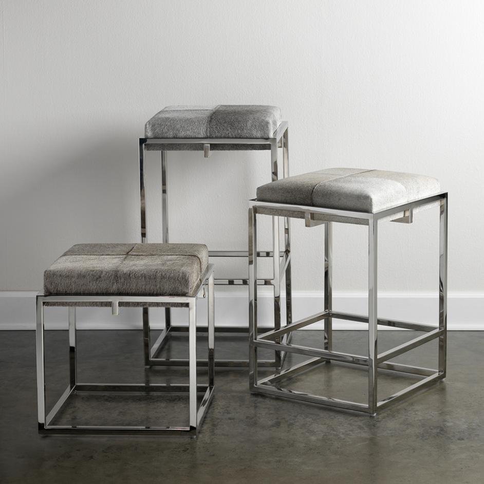 Shelby Hide Stool, Grey by Jamie Young
